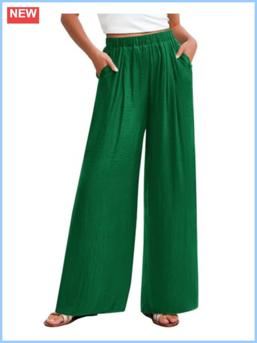 Wide Leg Palazzo Pants Elastic Waist with Pockets Lightweight